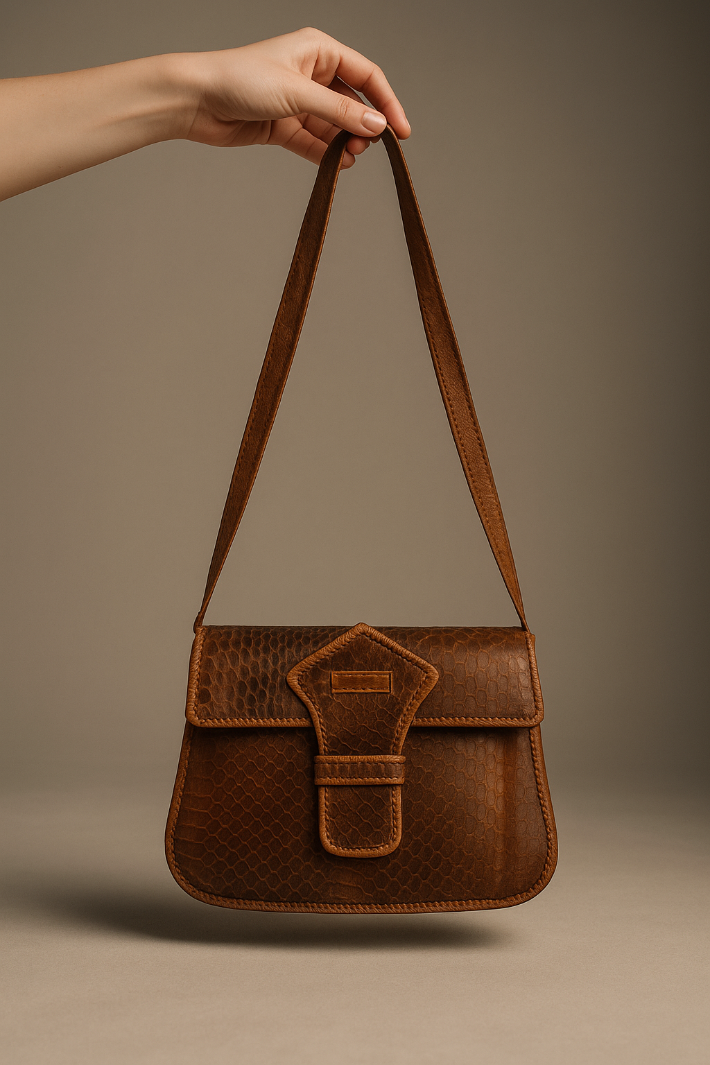 Bruine Vintage Tas van Slangenleer – Tijdloze Klassieker