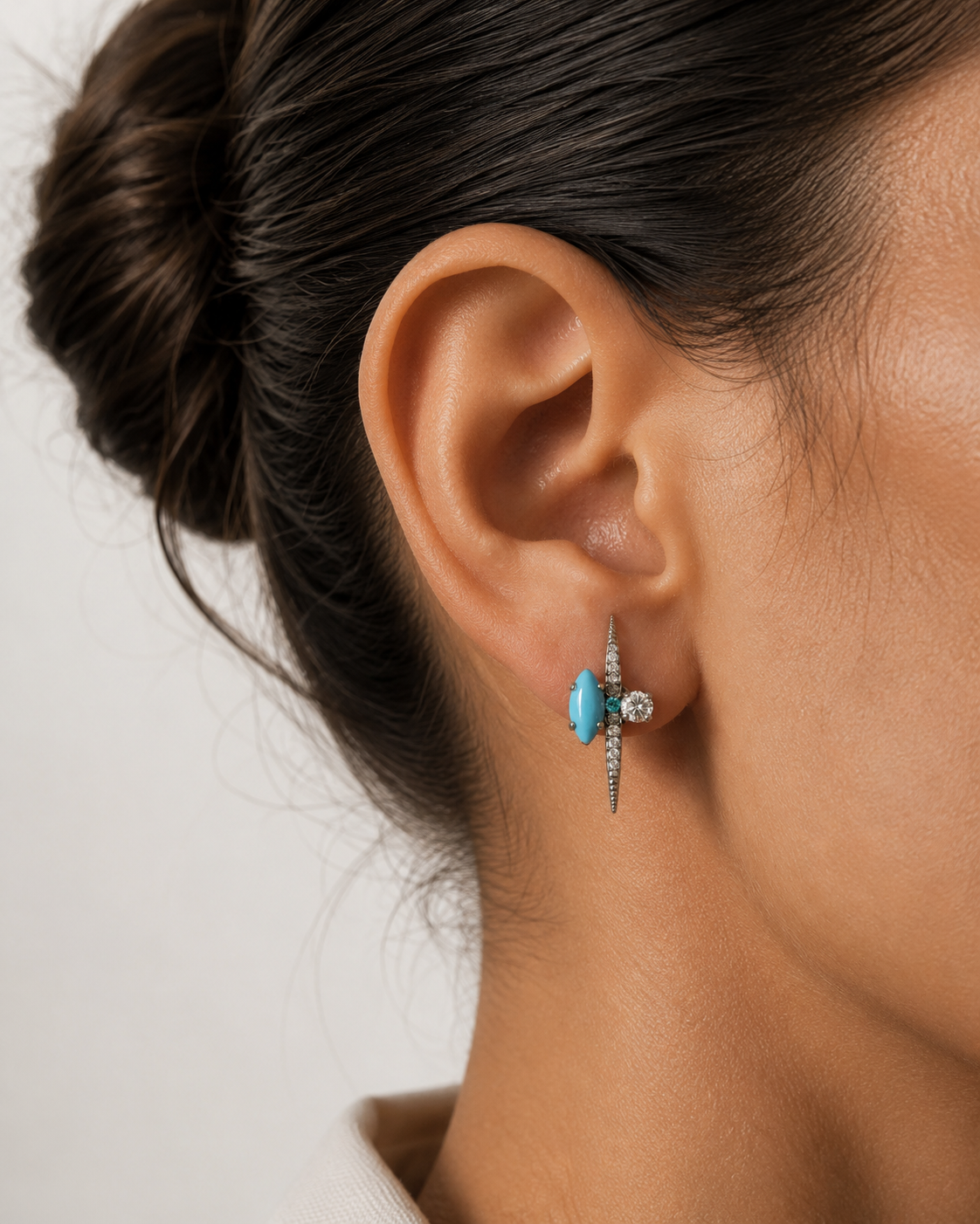 Turquoise Spike oorbellen