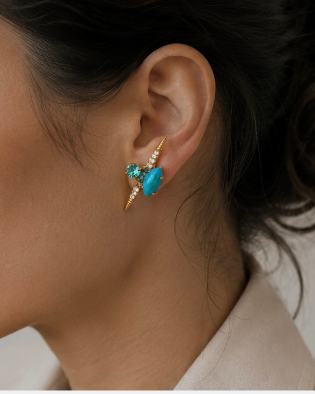 Turquoise Gold Stud Oorbellen