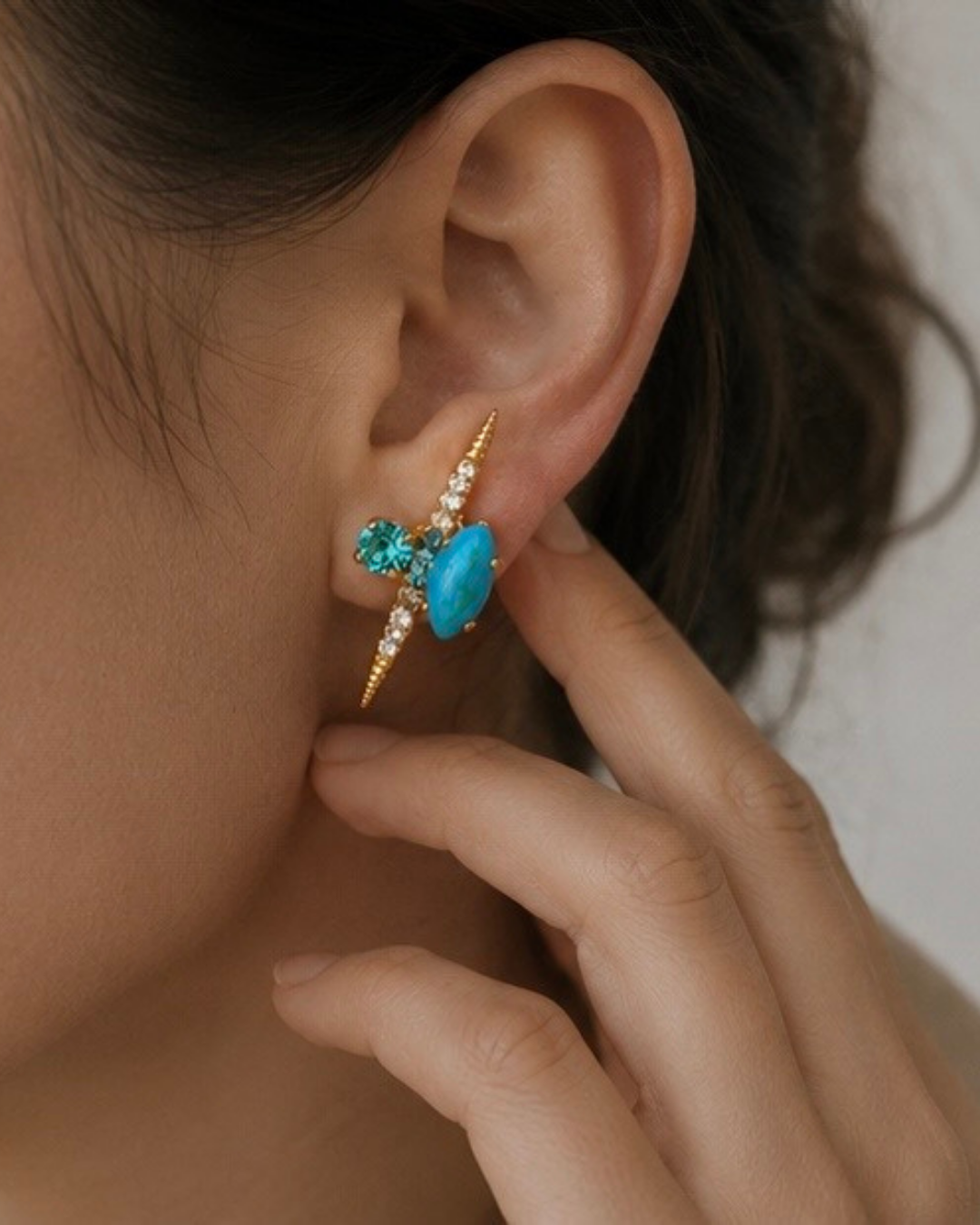 Turquoise Gold Stud Oorbellen