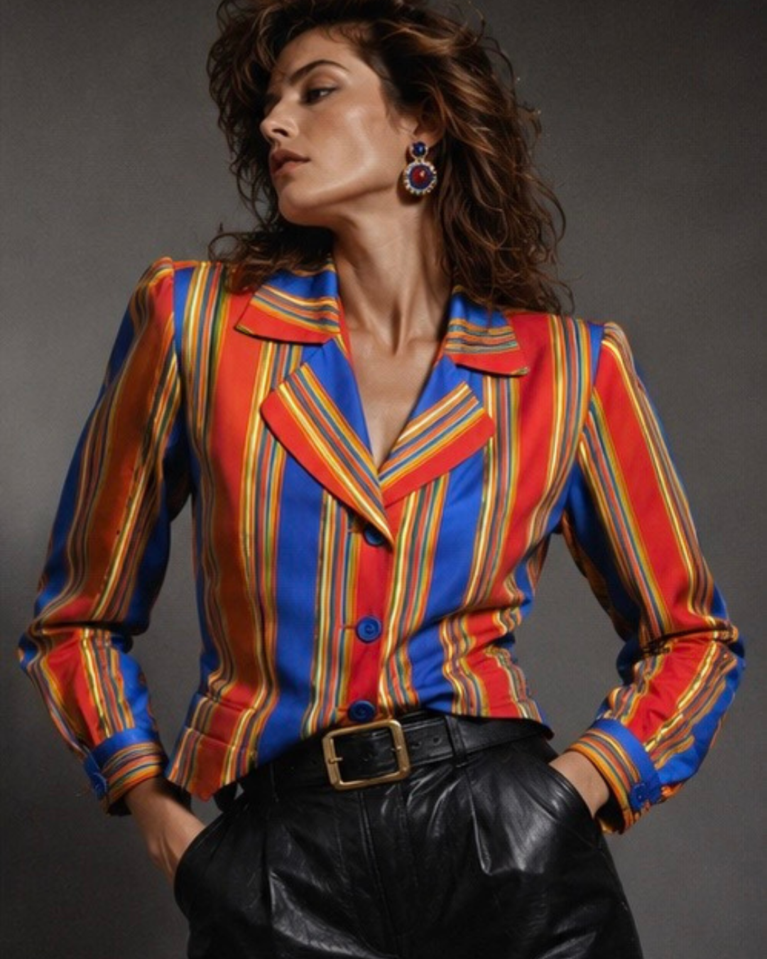 Felle Kleuren Blazer van 100% Zijde – Vintage Jaren '80 | YSL