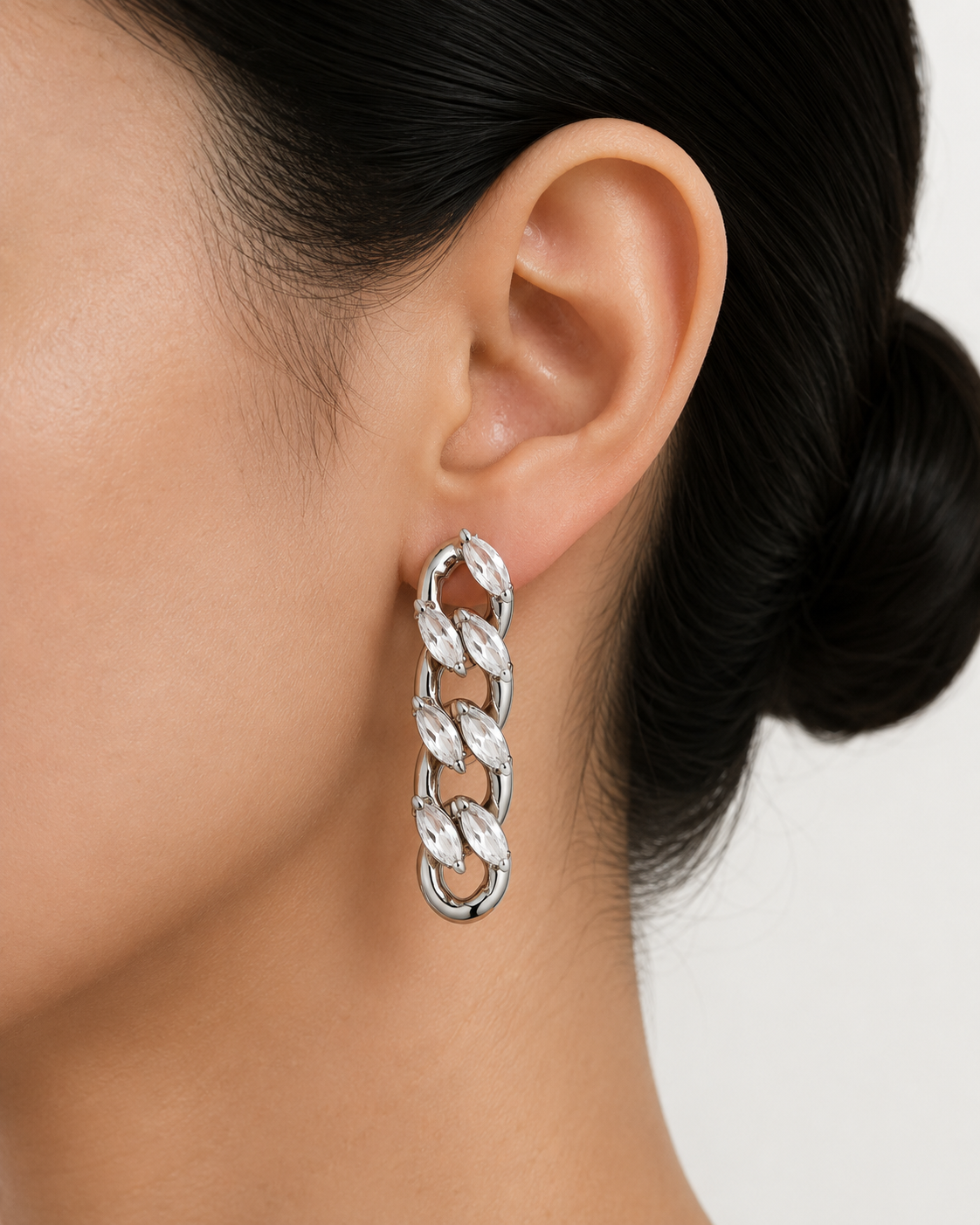 Chrystal Silver Chain Oorbellen