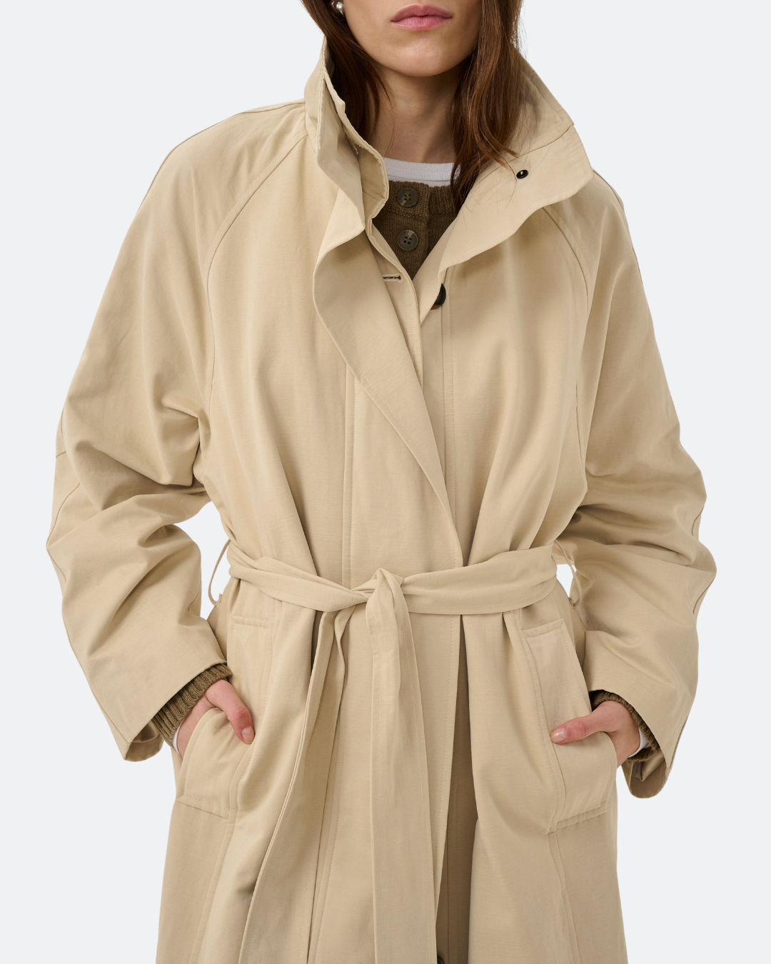 Lyon Long Trenchcoat – Brown Rice