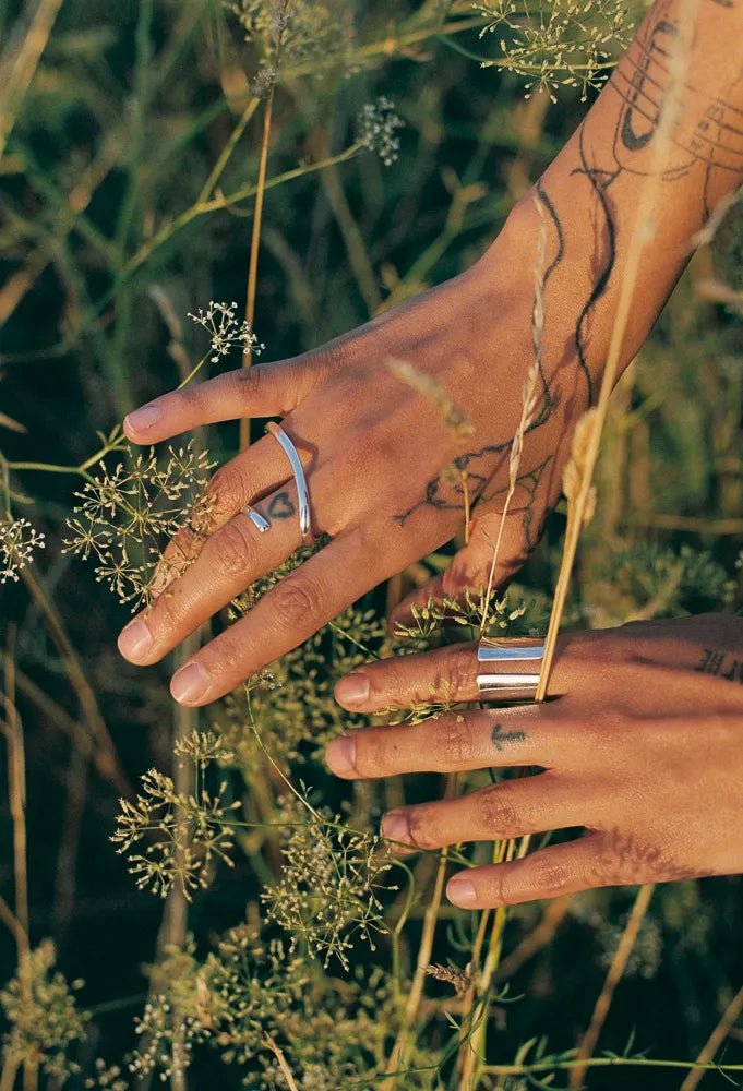 COMET two finger 925 eco sterling silver ring