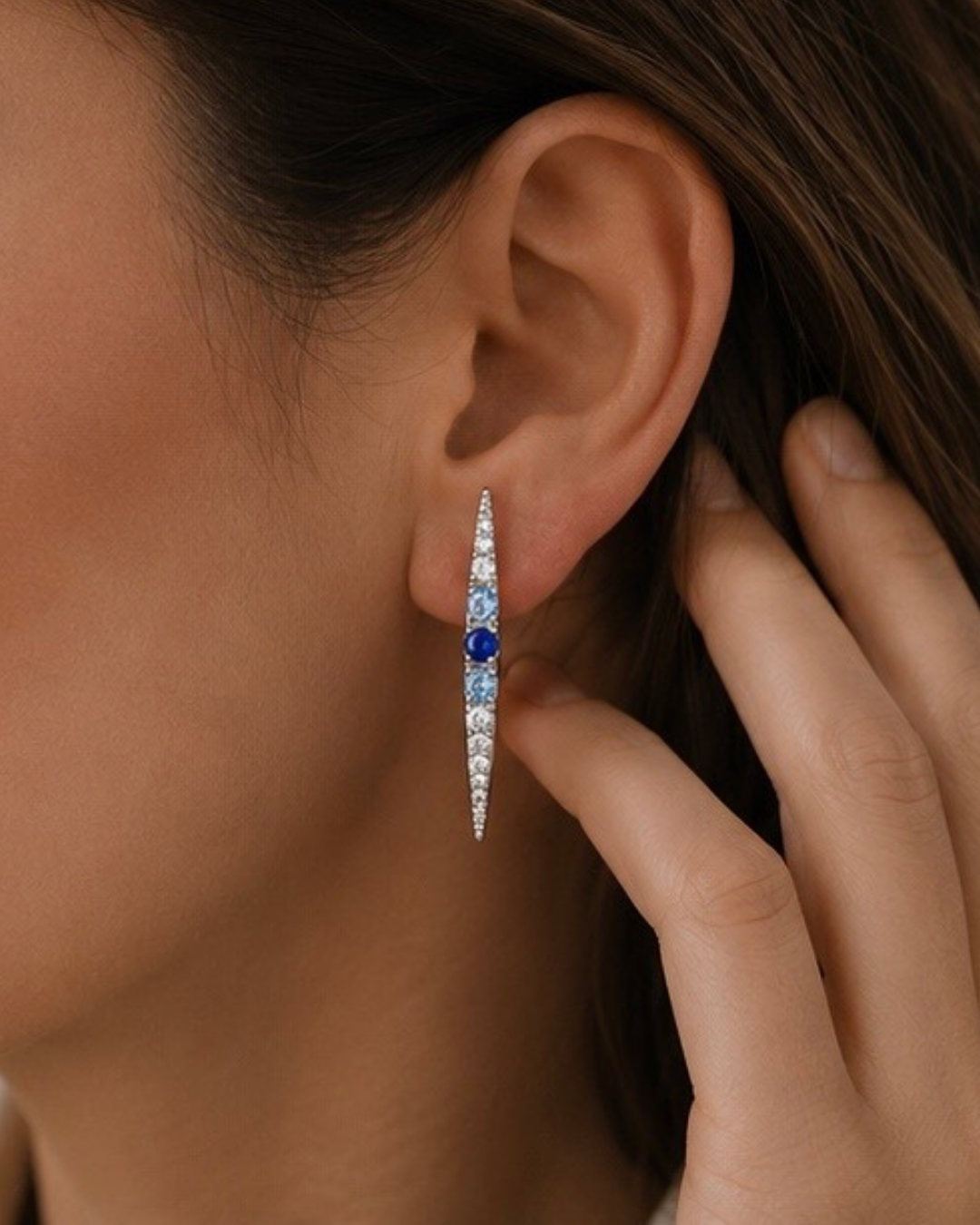 Blue Crystal Stud Oorbellen