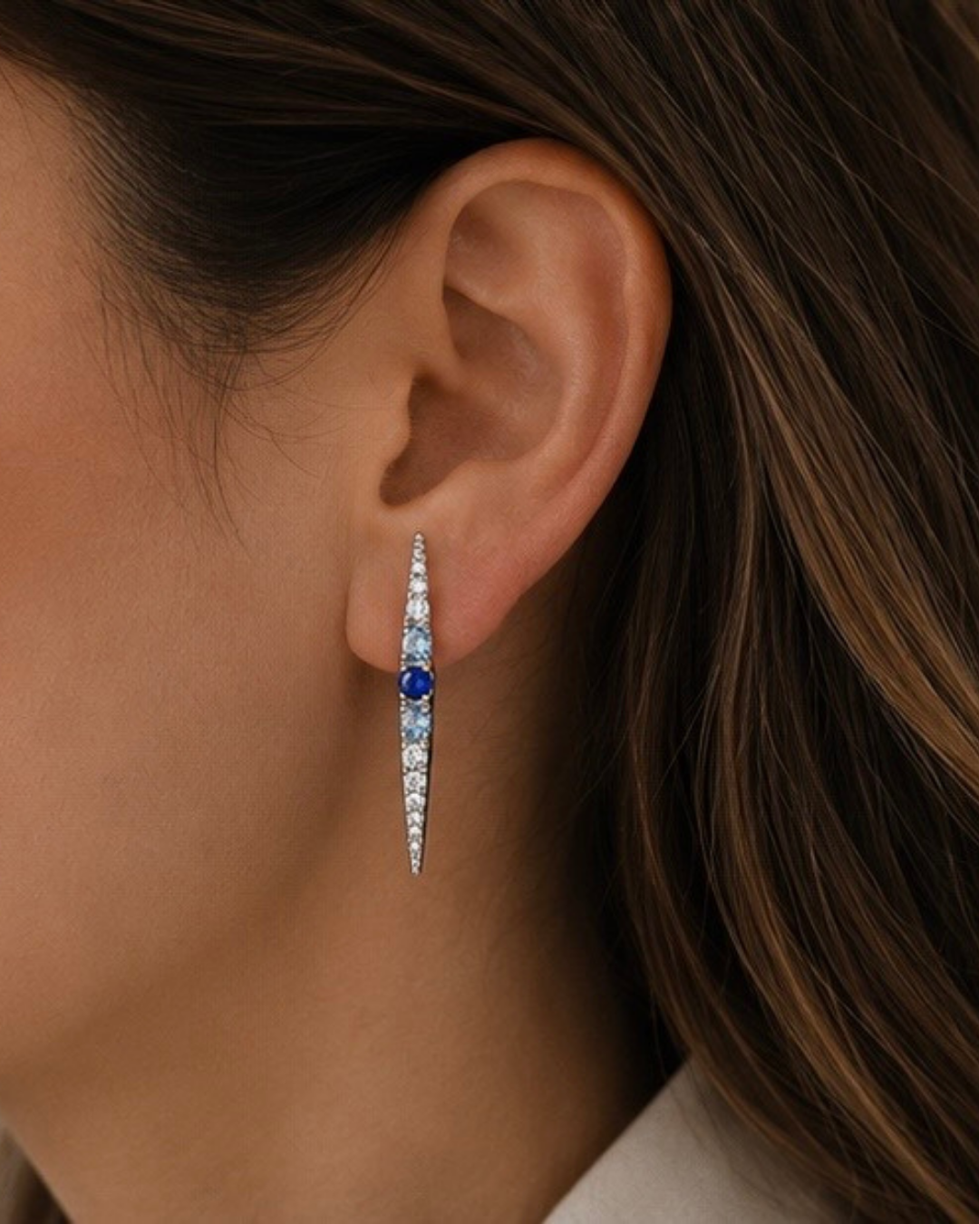 Blue Crystal Stud Oorbellen