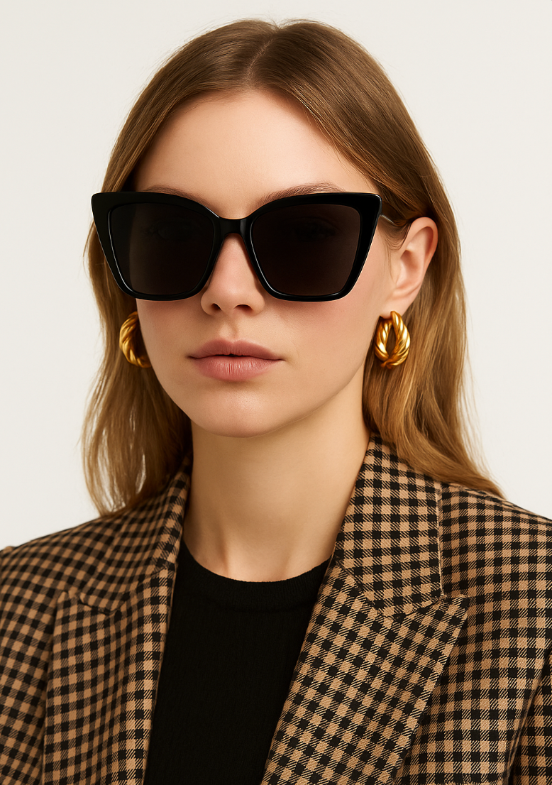 Chunky Cat eye zonnebril in zwart