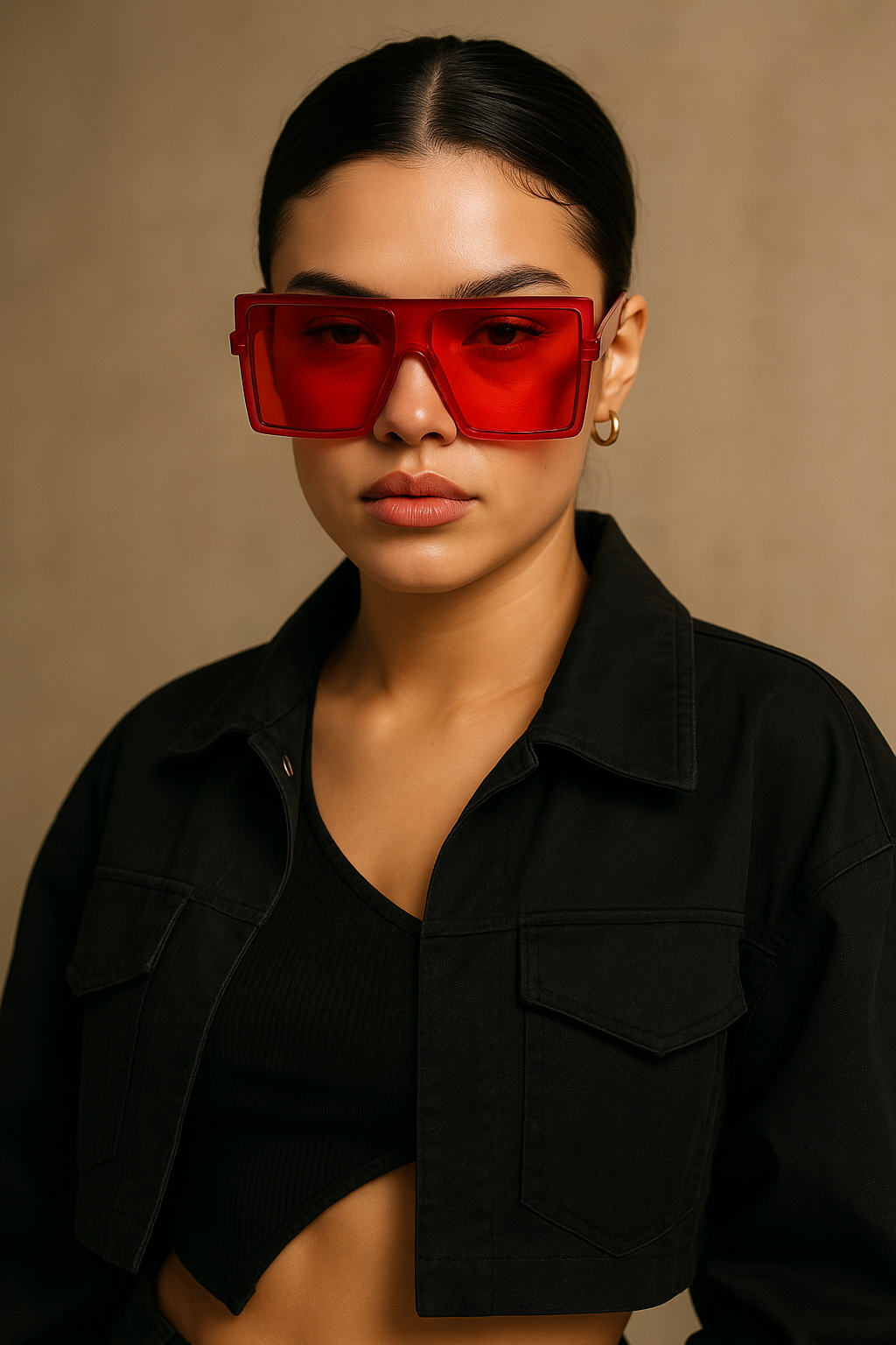 Futuristische zonnebril in rood