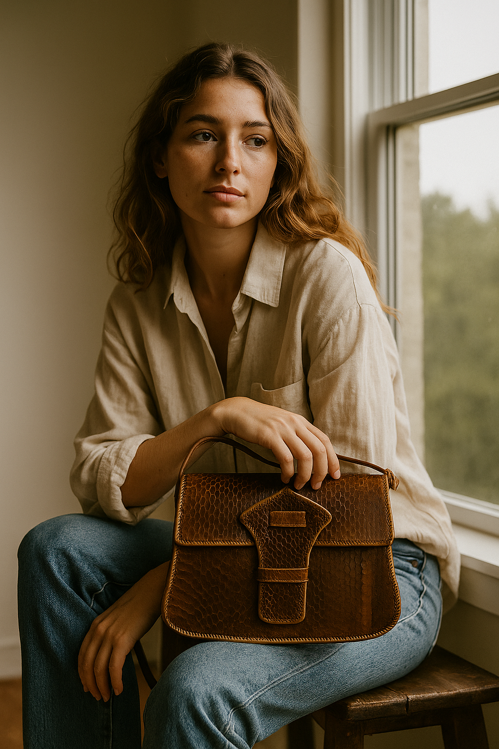 Bruine Vintage Tas van Slangenleer – Tijdloze Klassieker