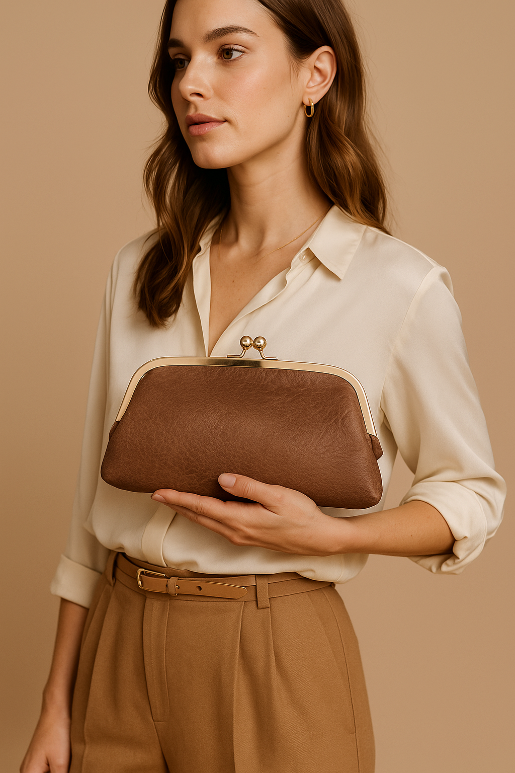 Vintage clutch van leer