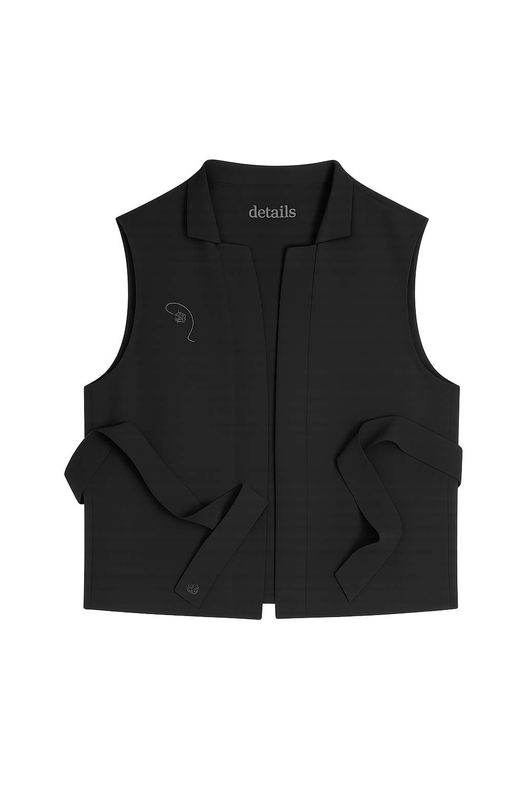 Details Mouwloze Blouse met Ceintuur– One Size