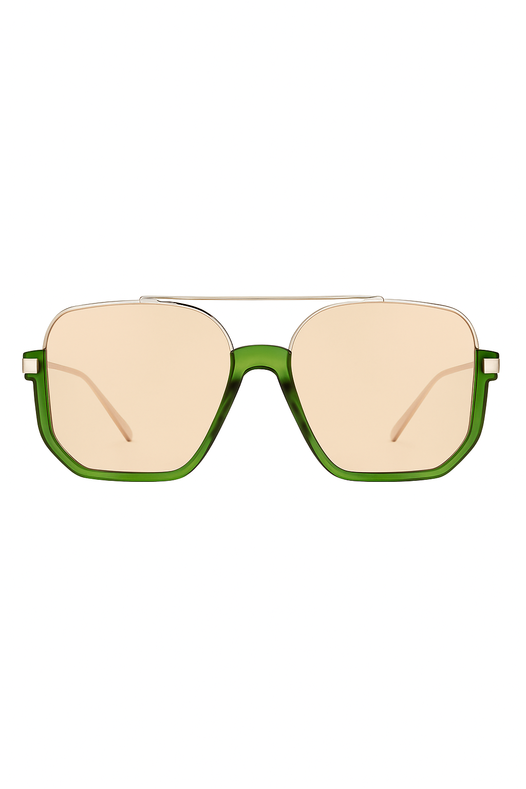Zonnebril met groen frame en lichtbruine glazen