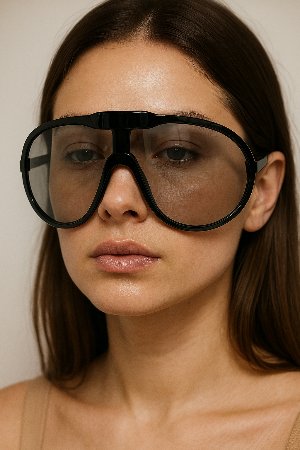 Oversized sportieve zonnebril met spiegelglazen