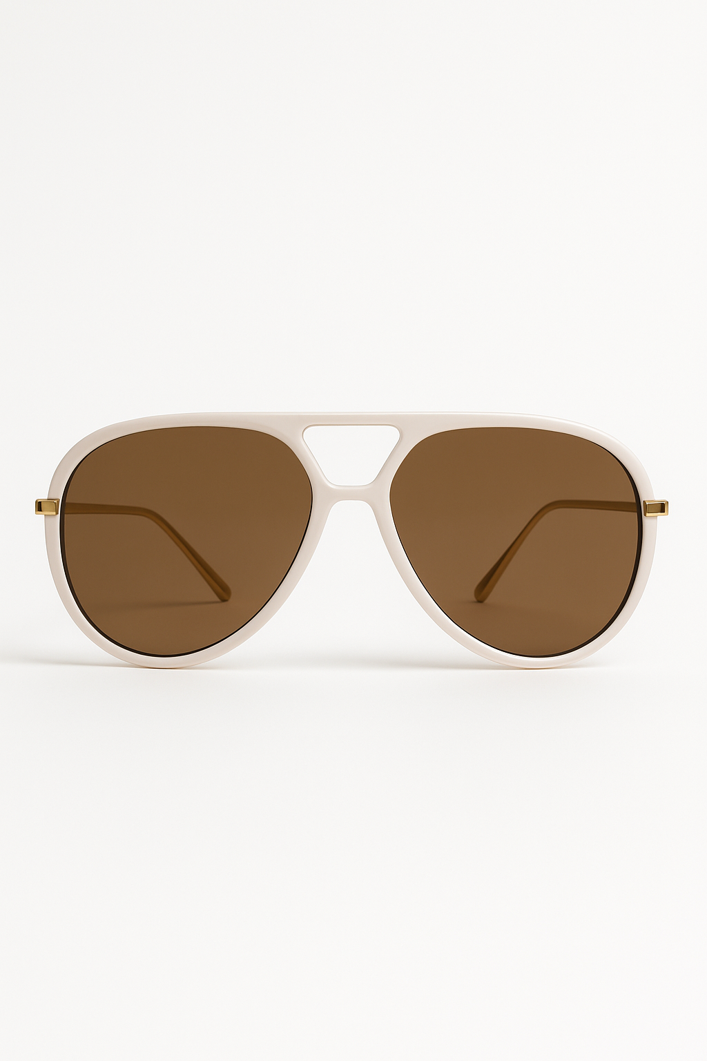 Oversized zonnebril in crème met bruine glazen