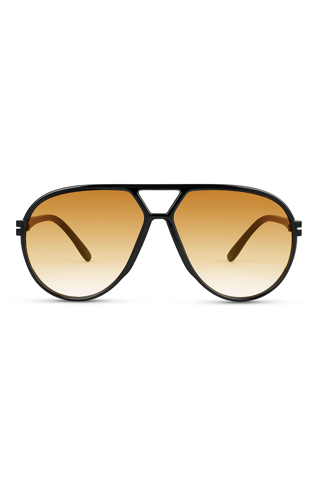 Zonnebril in Aviator-stijl met zwarte rand en oranje glazen