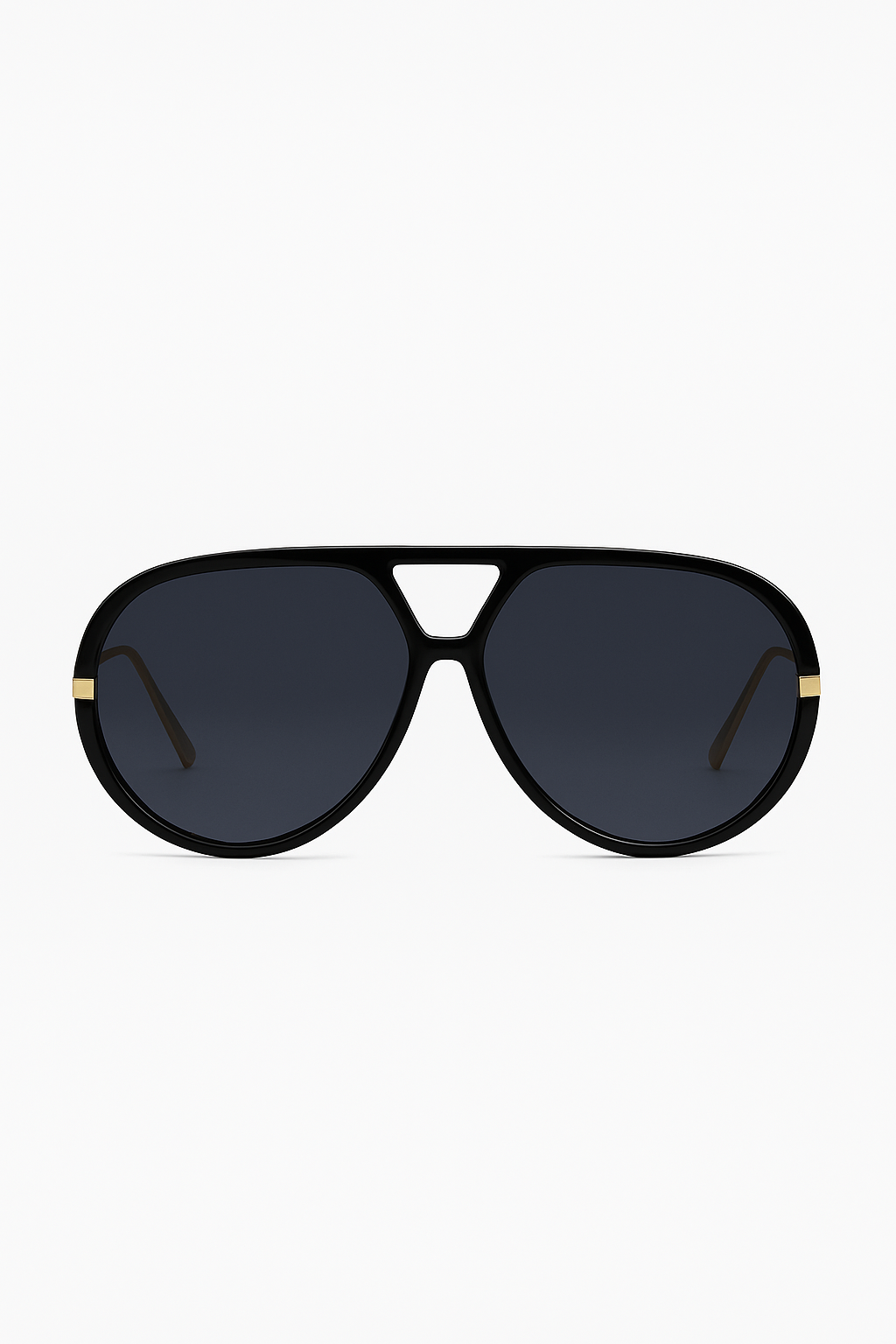 Zwarte oversized zonnebril met gouden pootjes