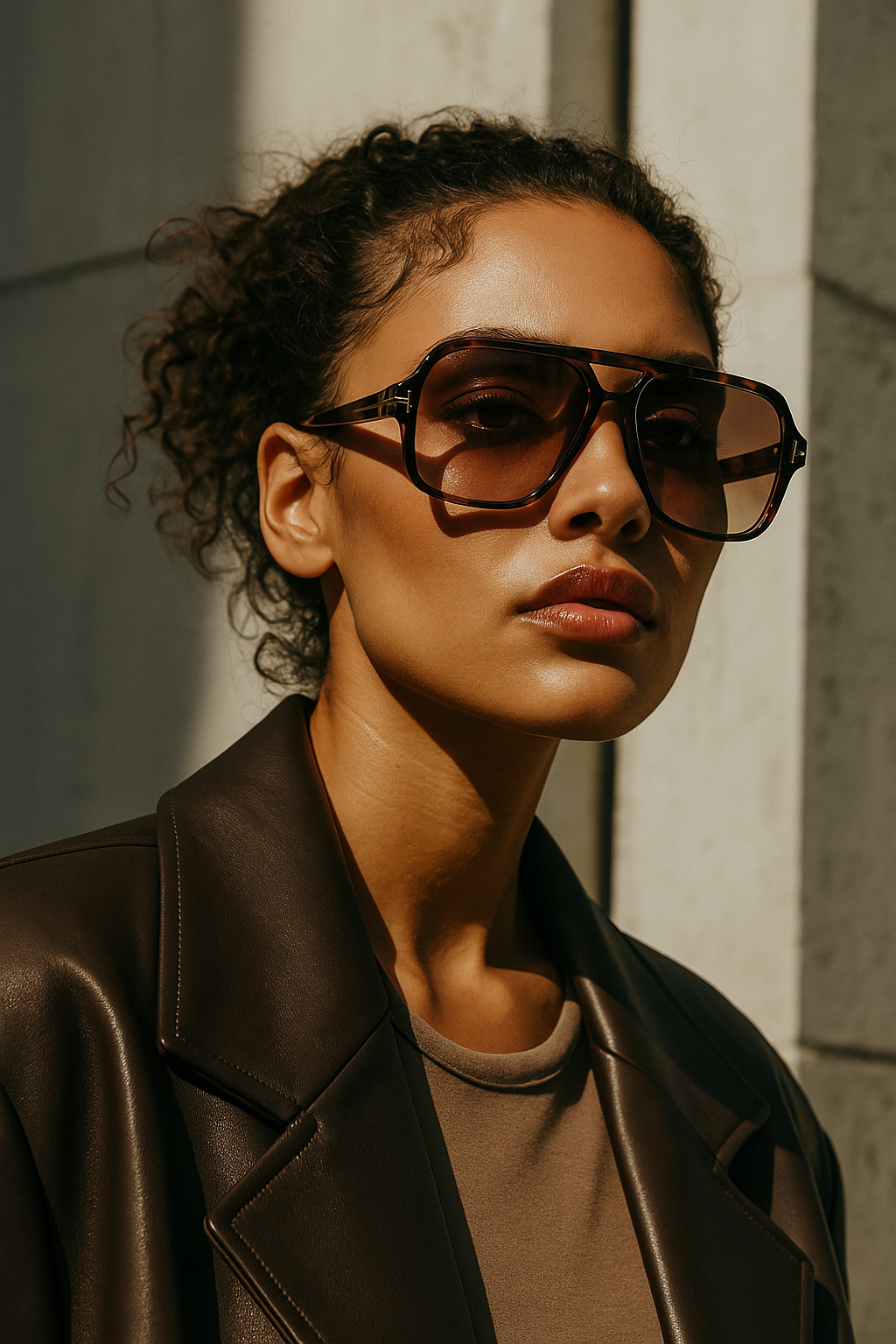 Bruin gevlekte aviator zonnebril met gradiënt glazen