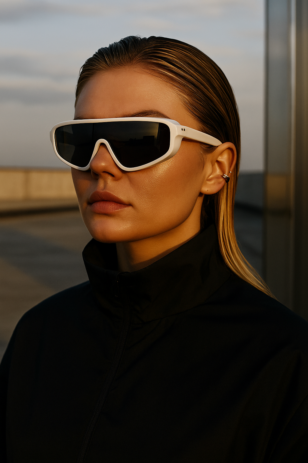 Futuristische zonnebril in wit