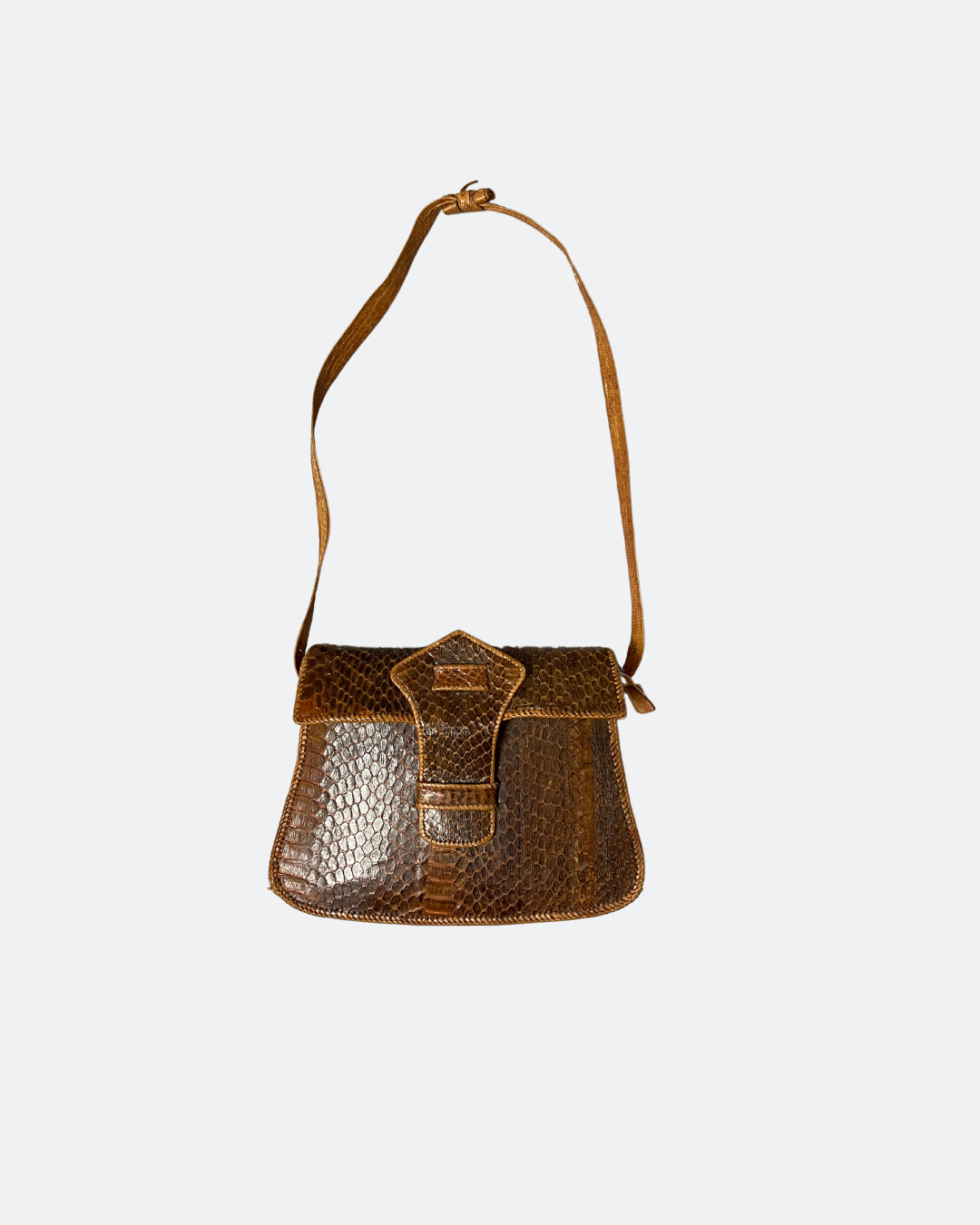 Bruine Vintage Tas van Slangenleer – Tijdloze Klassieker