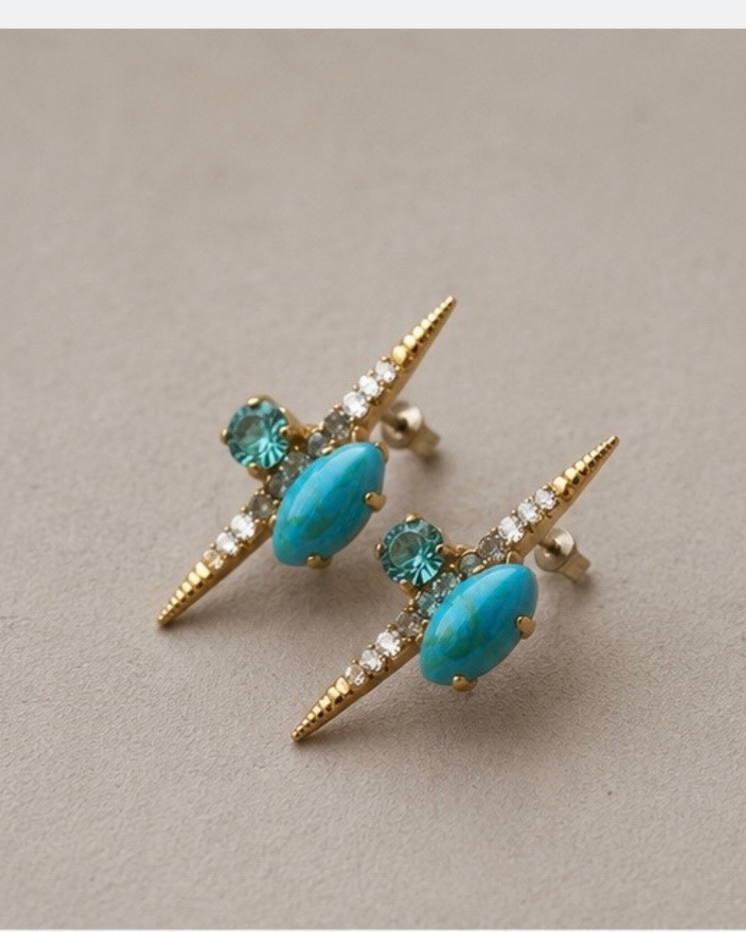 Turquoise Gold Stud Oorbellen