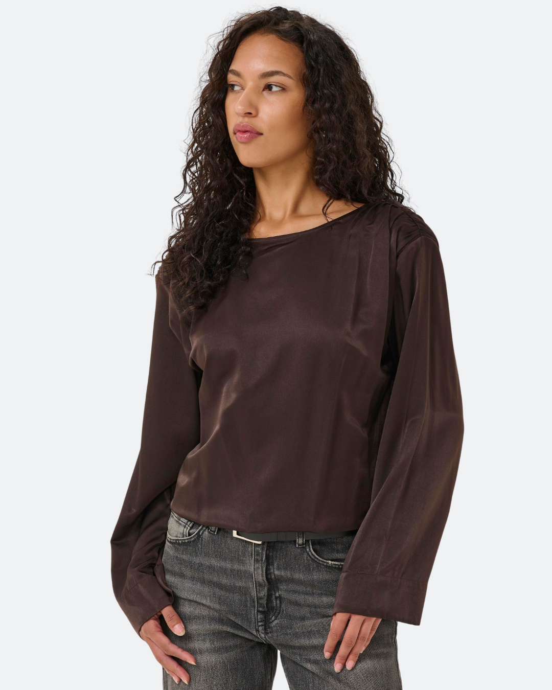 EstelleMW Wrap Blouse -Wikkelblouse dames - Espresso – My Essential Wardrobe