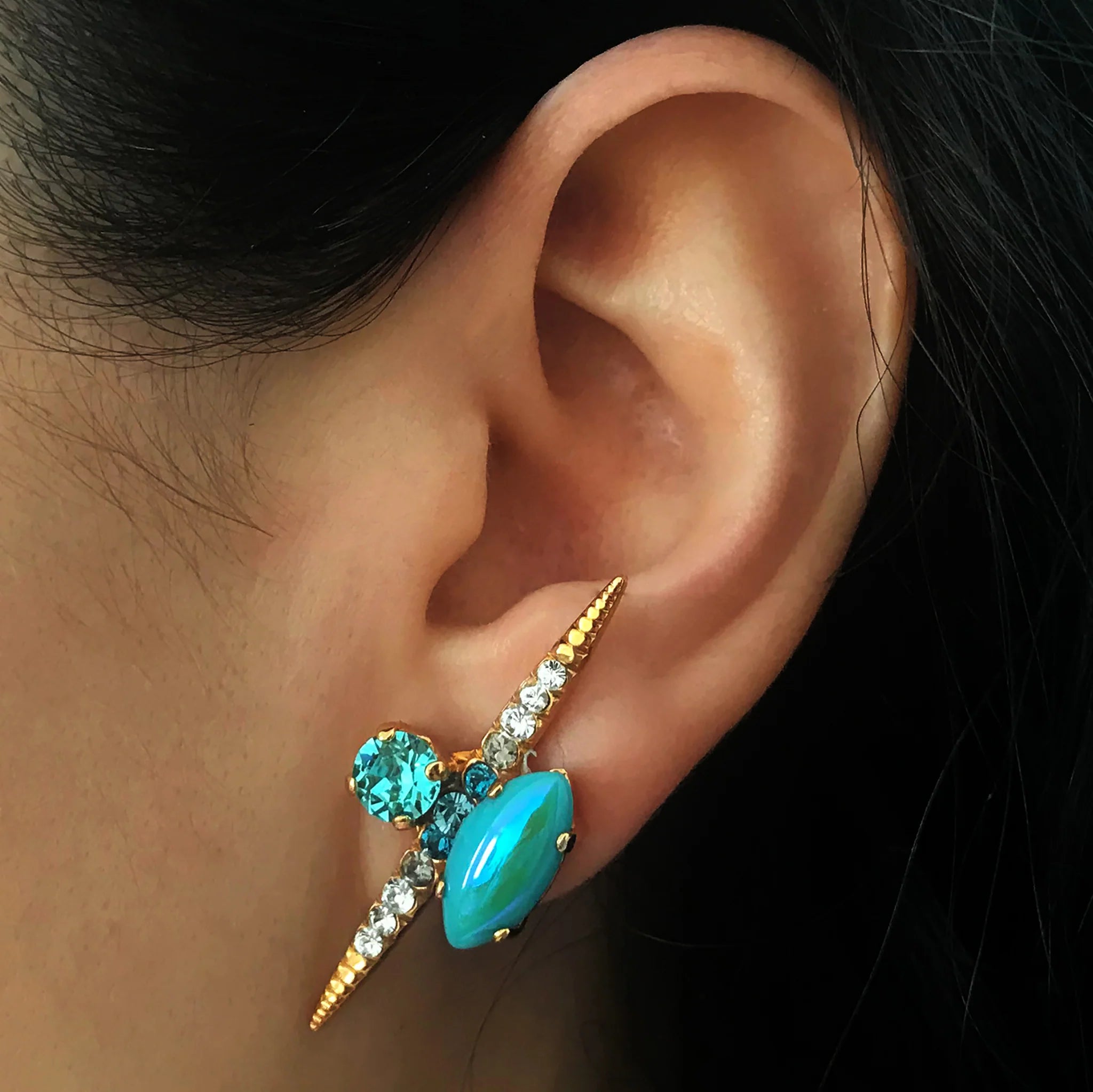 Turquoise Gold Stud Oorbellen