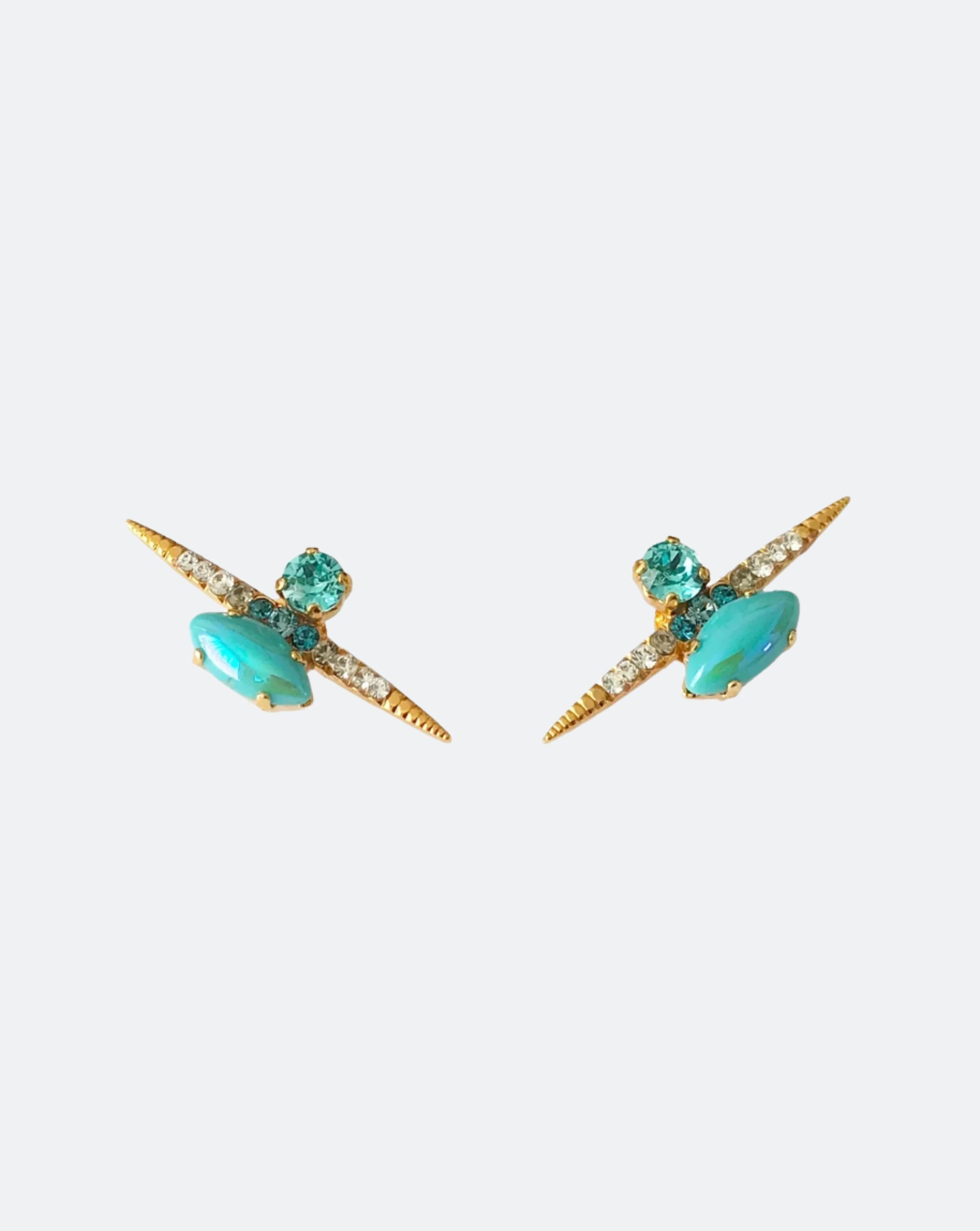 Turquoise Gold Stud Oorbellen